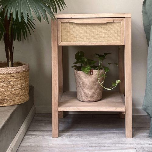 Mesa de luz J1 Japandi Rafia Tostada