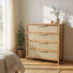 Chifonier cajonera J4 Grande Japandi rafia tostada