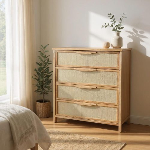 Chifonier cajonera J4 Grande Japandi rafia tostada