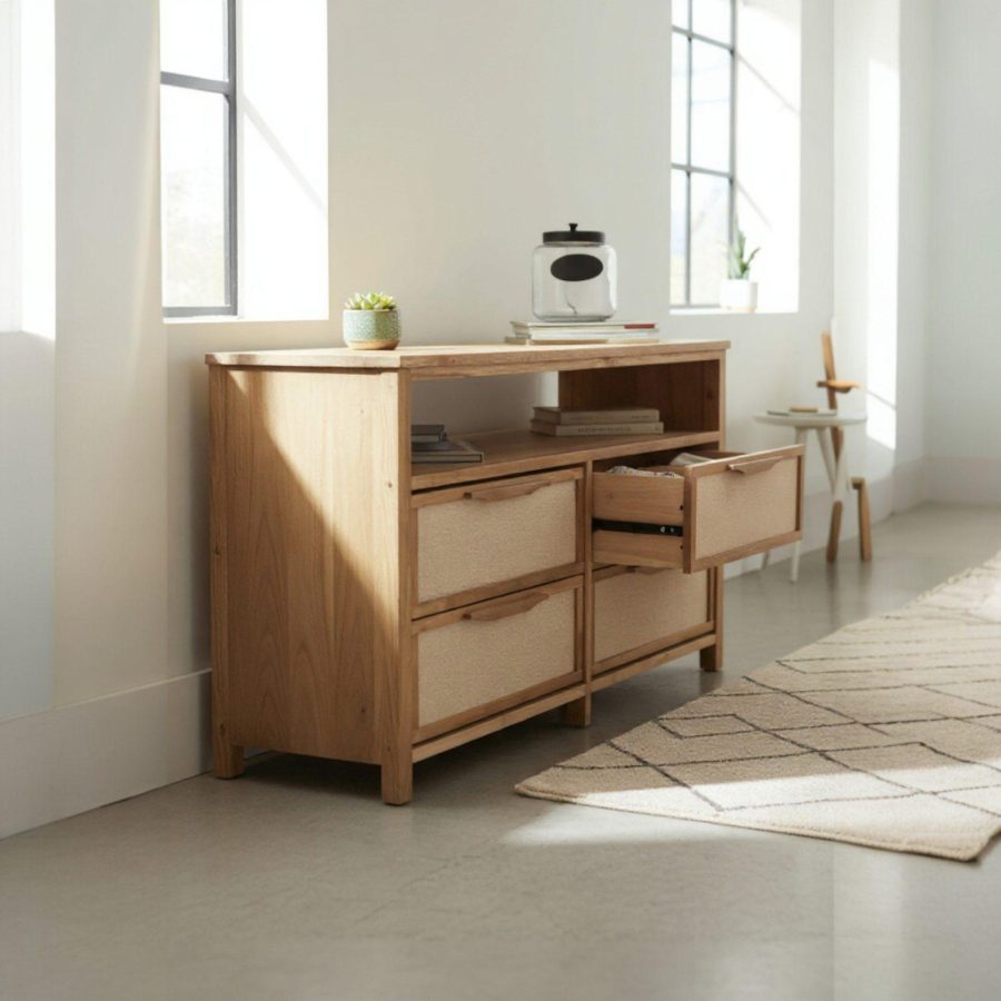 Rack TV Japandi con cajones