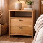 Mesa de luz N2 Brooklyn - Ancho 63cm - Madera maciza álamo