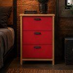 Mesa de luz Broo N3 Small Rojo 50cm de ancho 3 cajones